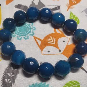 Blue Onyx Round Glass Beaded Stretch Bracelet